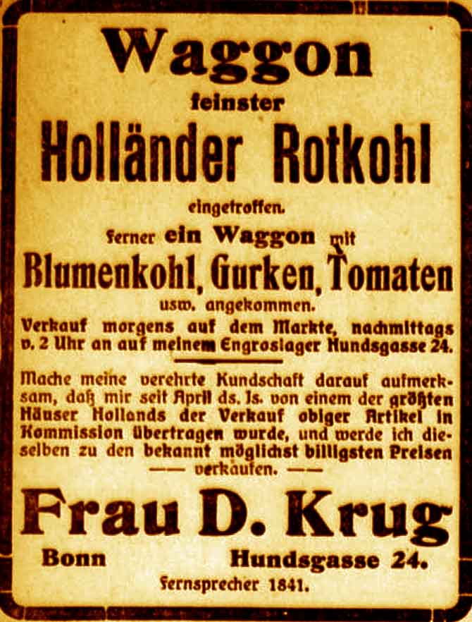 Anzeige im General-Anzeiger vom 4. August 1915