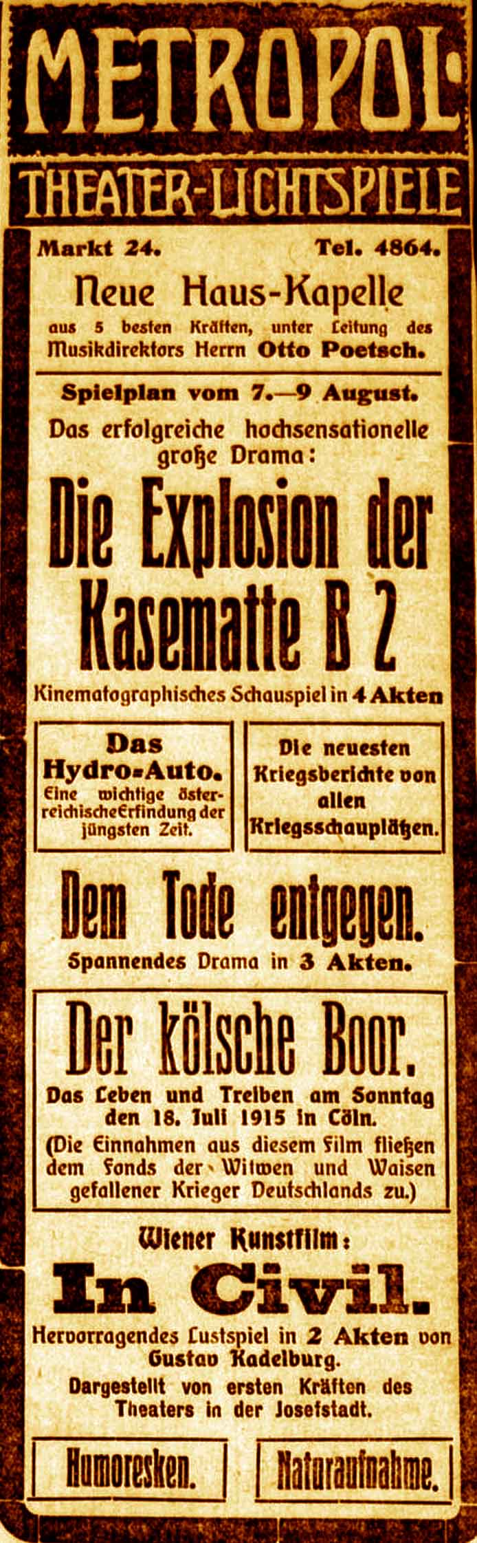 Anzeige im General-Anzeiger vom 7. August 1915
