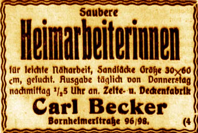 Anzeige im General-Anzeiger vom 9. Dezember 1915