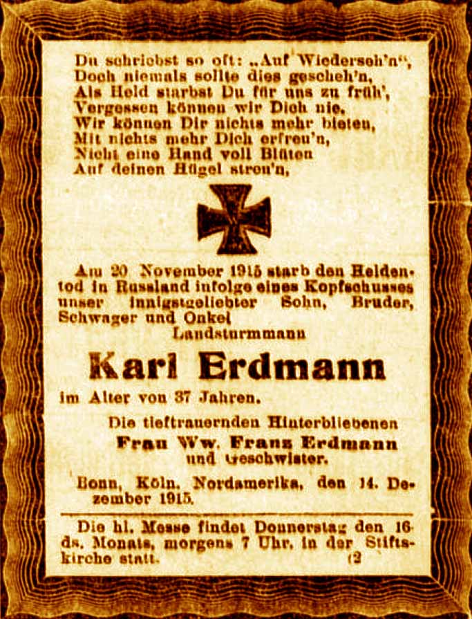 Anzeige im General-Anzeiger vom 14. Dezember 1915