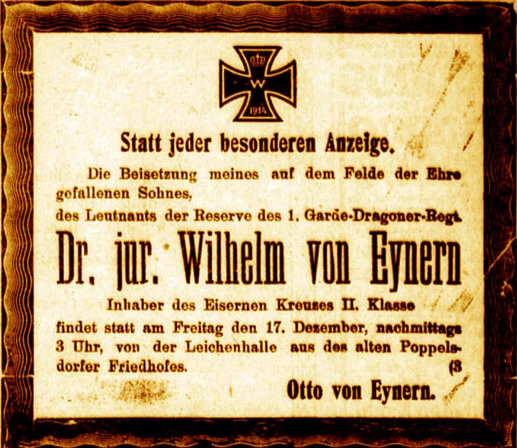 Anzeige im General-Anzeiger vom 15. Dezember 1915