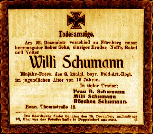 Anzeige im General-Anzeiger vom 24. Dezember 1915