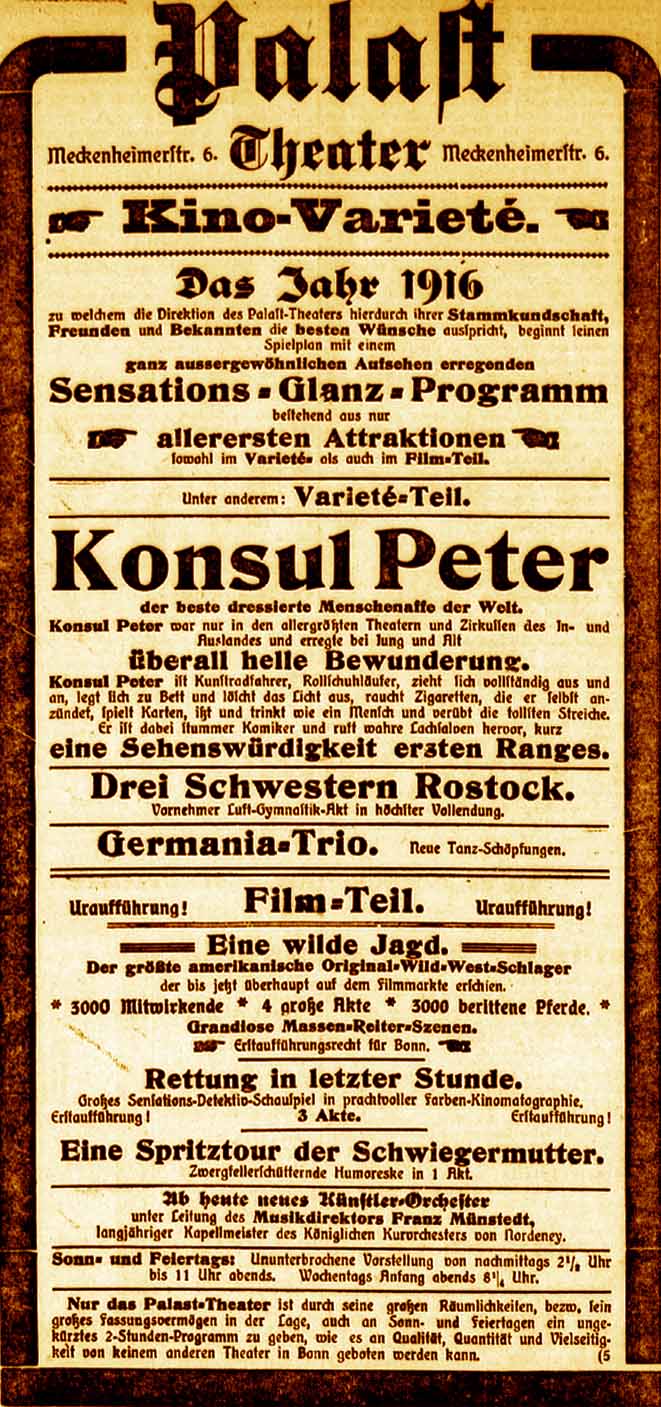 Anzeige im General-Anzeiger vom 31. Dezember 1915