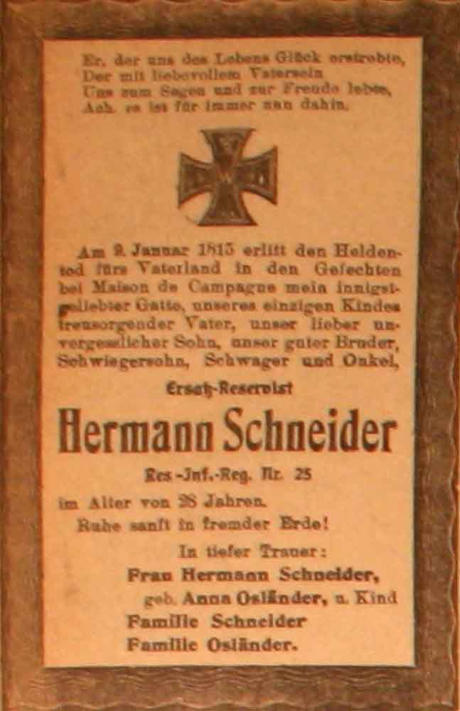Anzeige im General-Anzeiger vom 1. Februar 1915
