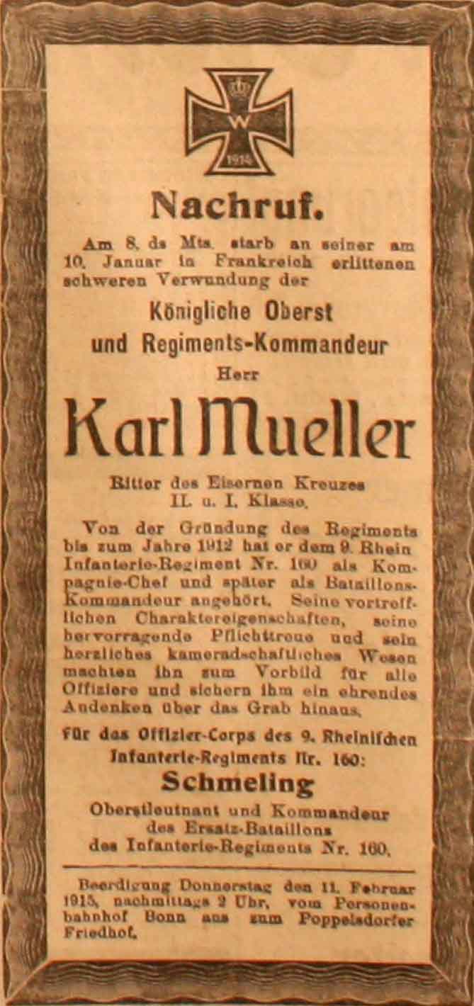 Anzeige im General-Anzeiger vom 11. Februar 1915