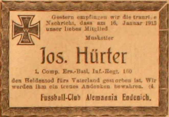 Anzeige im General-Anzeiger vom 18. Februar 1915