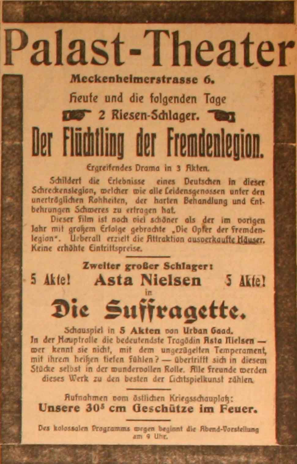 Anzeige im General-Anzeiger vom 20. Februar 1915