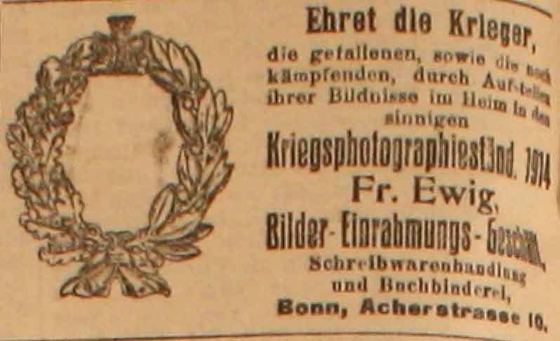 Anzeige in der Deutschen Reichs-Zeitung vom 26. Februar 1915