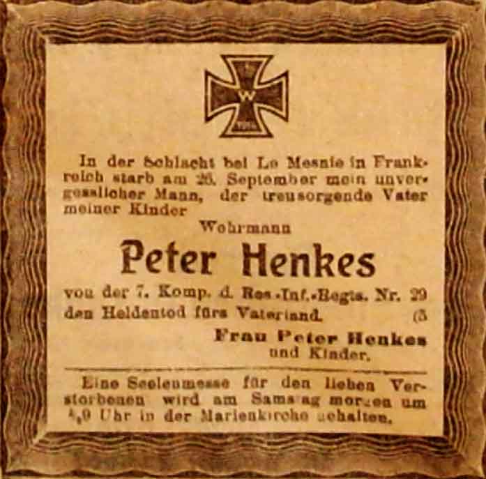 Anzeige im General-Anzeiger vom 1. Januar 1915