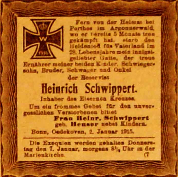 Anzeige im General-Anzeiger vom 3. Januar 1915