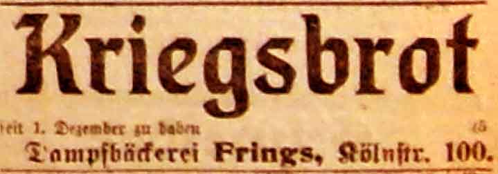 Anzeige im General-Anzeiger vom 8. Januar 1915