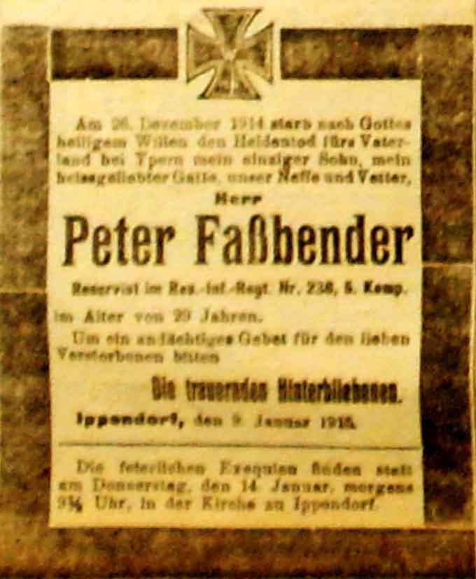 Anzeige in der Deutschen Reichs-Zeitung vom 10. Januar 1915