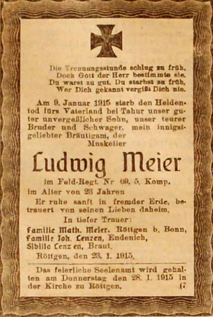 Anzeige im General-Anzeiger vom 24. Januar 1915