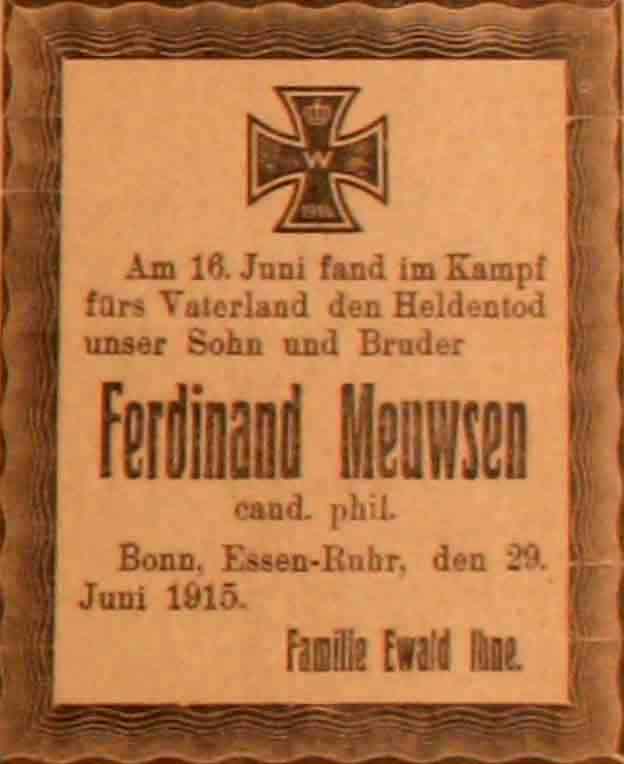 Anzeige im General-Anzeiger vom 2. Juli 1915