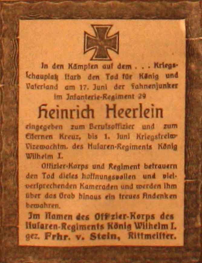 Anzeige im General-Anzeiger vom 9. Juli 1915