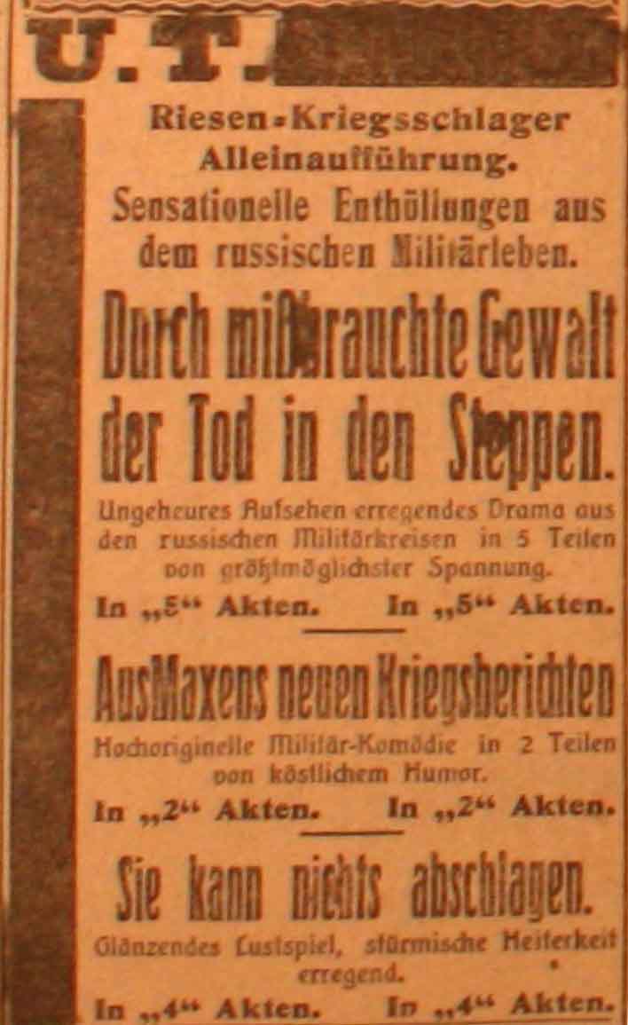 Anzeige im General-Anzeiger vom 10. Juli 1915