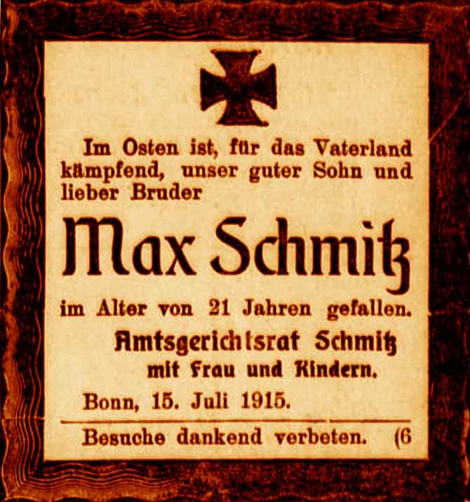 Anzeige im General-Anzeiger vom 17. Juli 1915