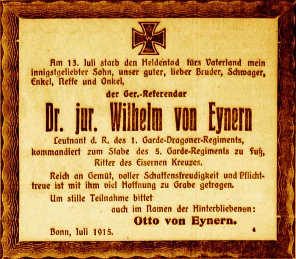 Anzeige im General-Anzeiger vom 22. Juli 1915