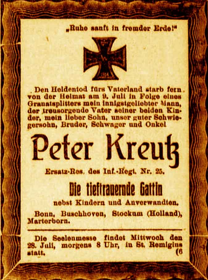 Anzeige im General-Anzeiger vom 24. Juli 1915