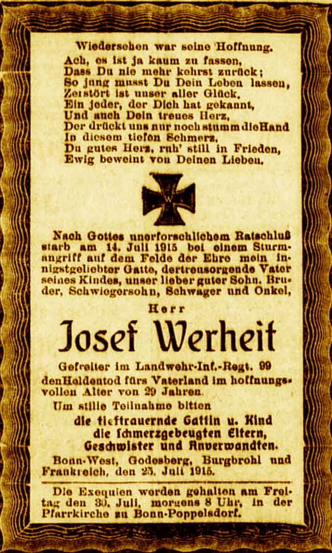 Anzeige im General-Anzeiger vom 25. Juli 1915