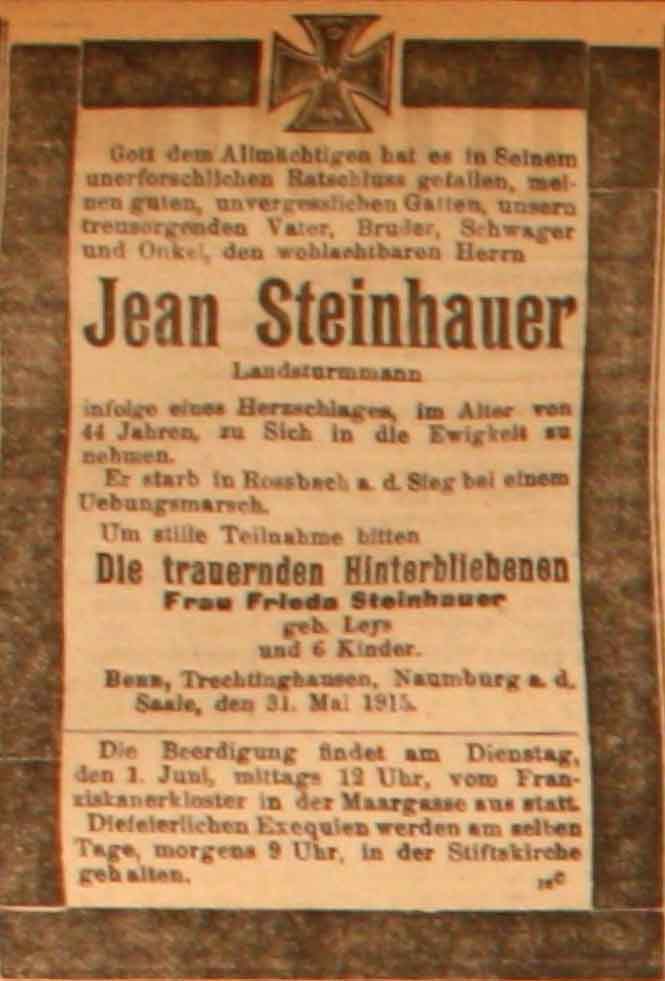 Anzeige in der Deutschen Reichs-Zeitung vom 1. Juni 1915
