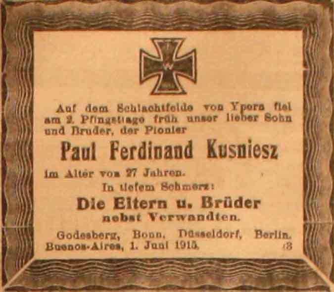 Anzeige im General-Anzeiger vom 2. Juni 1915