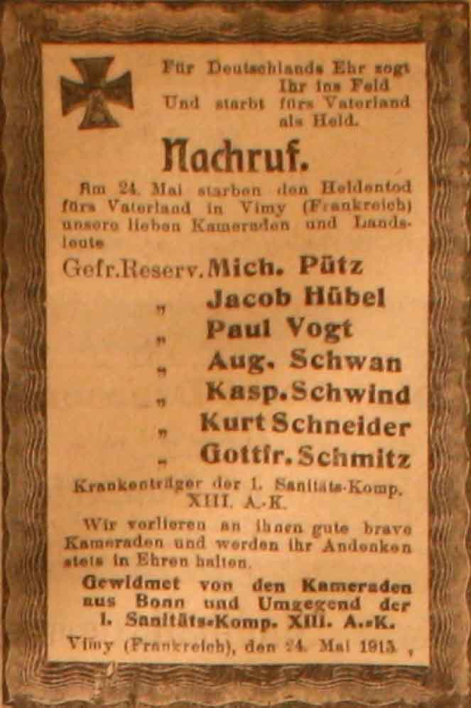 Anzeige im General-Anzeiger vom 6. Juni 1915