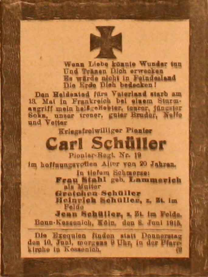 Anzeige im General-Anzeiger vom 8. Juni 1915