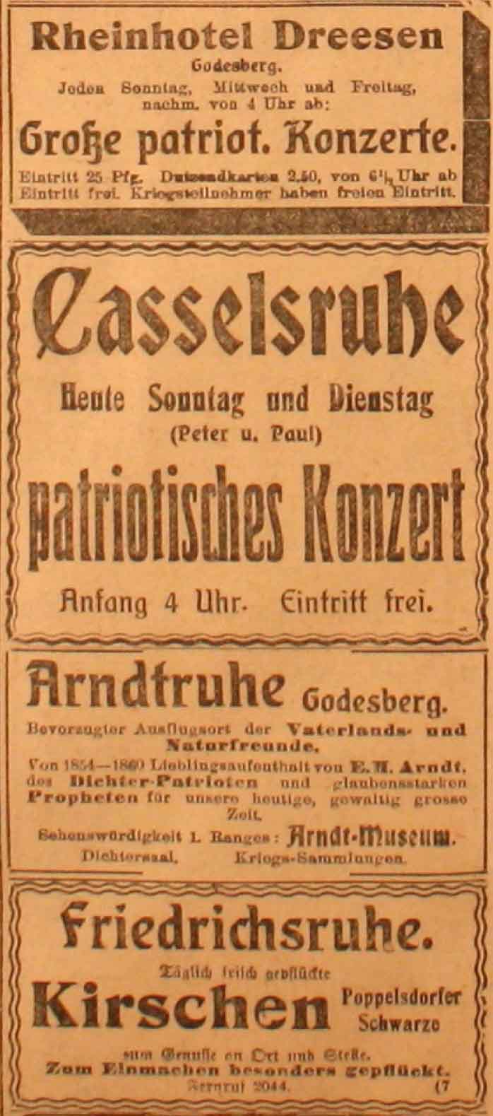 Anzeigen im General-Anzeiger vom 27. Juni 1915