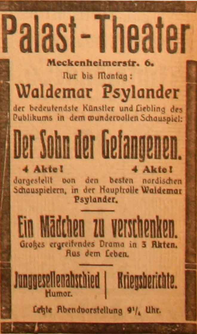 Anzeige im General-Anzeiger vom 20. März 1915