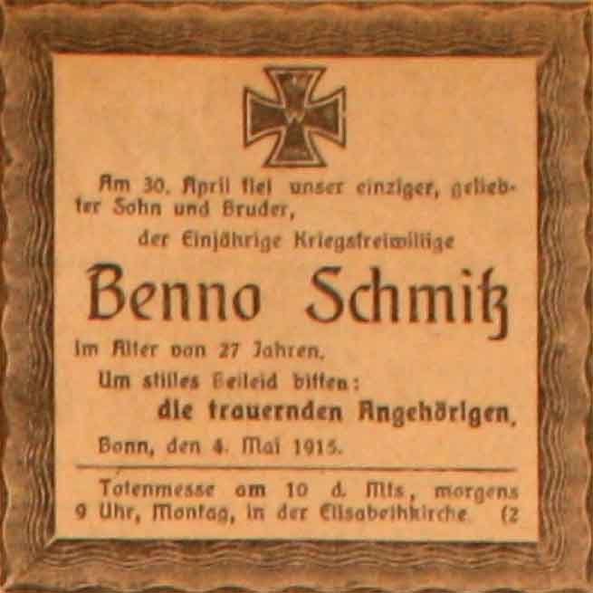 Anzeige im General-Anzeiger vom 4. Mai 1915