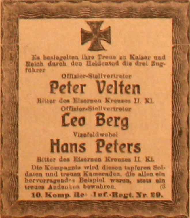 Anzeige im General-Anzeiger vom 5. Mai 1915