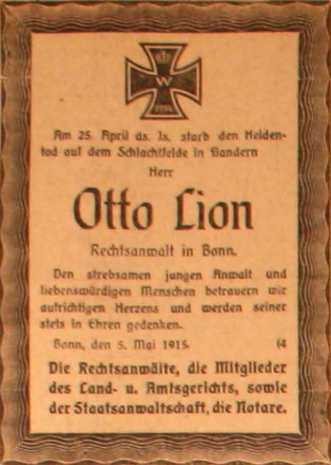 Anzeige im General-Anzeiger vom 6. Mai 1915