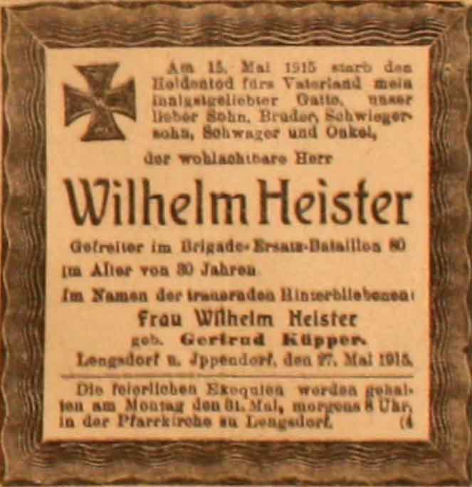 Anzeige im General-Anzeiger vom 27. Mai 1915