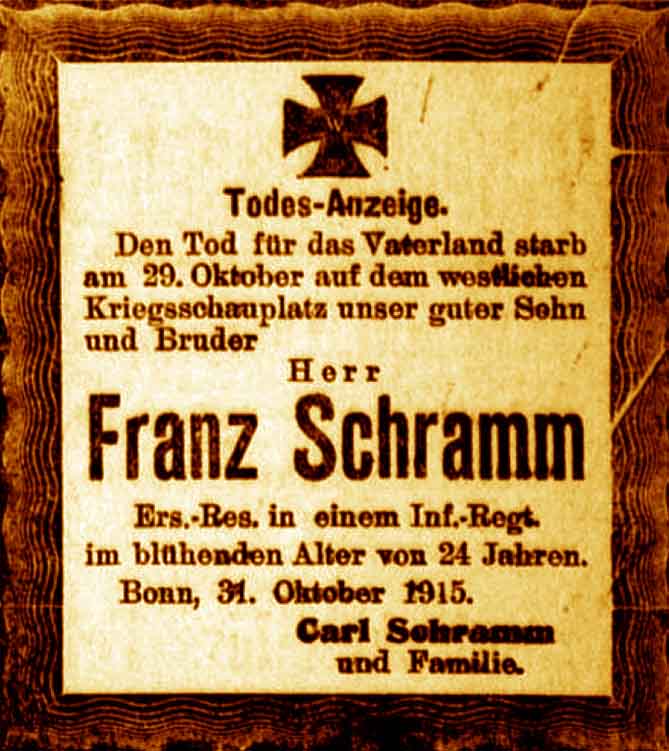 Anzeige im General-Anzeiger vom 2. November 1915