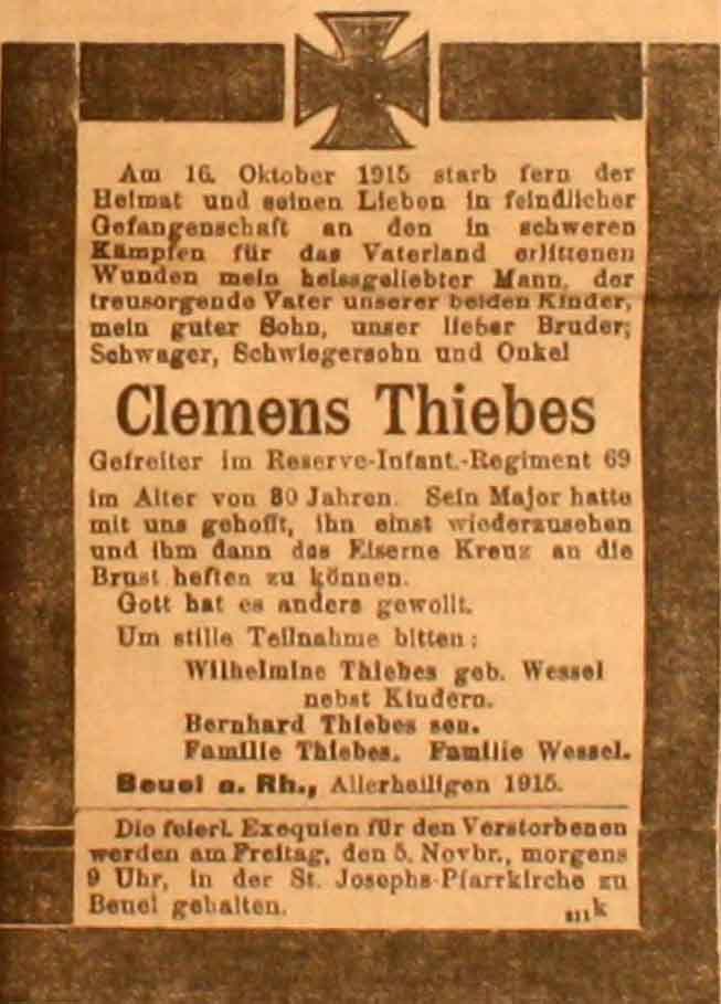 Anzeige in der Deutschen Reichs-Zeitung vom 3. November 1915