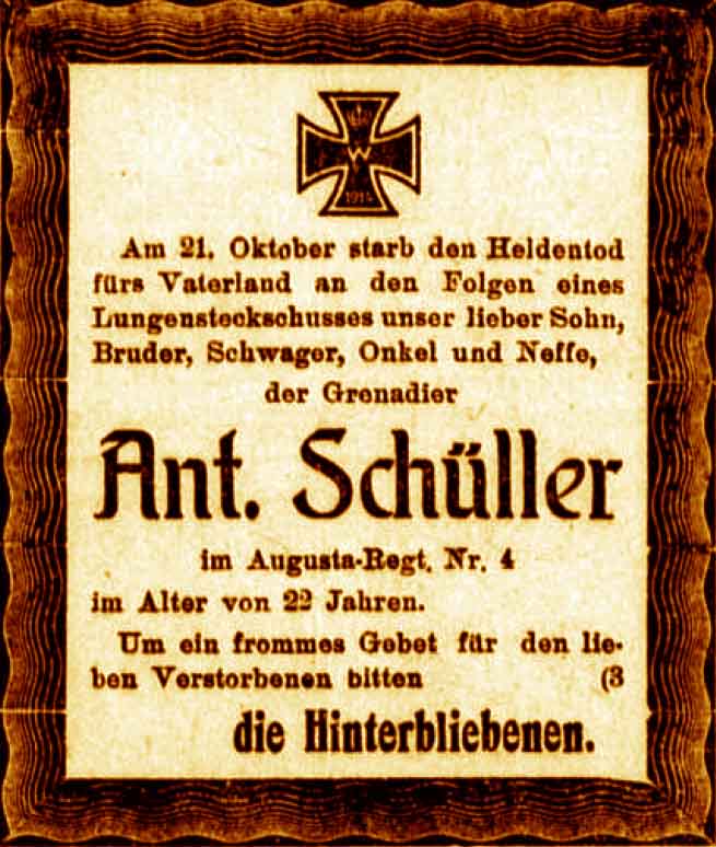 Anzeige im General-Anzeiger vom 3. November 1915