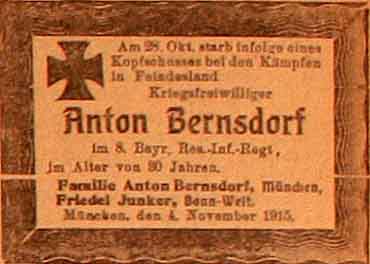 Anzeige im General-Anzeiger vom 5. November 1915