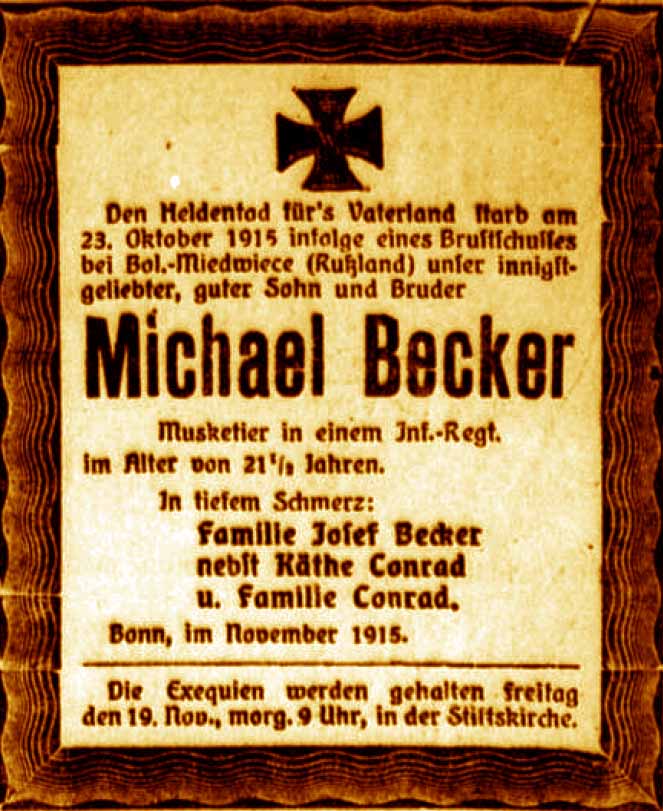 Anzeige im General-Anzeiger vom 10. November 1915