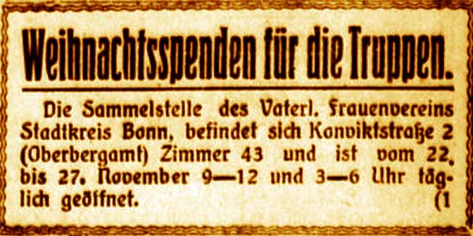 Anzeige im General-Anzeiger vom 15. November 1915