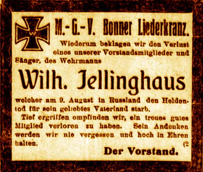 Anzeige im General-Anzeiger vom 16. November 1915