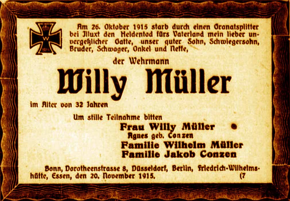 Anzeige im General-Anzeiger vom 21. November 1915