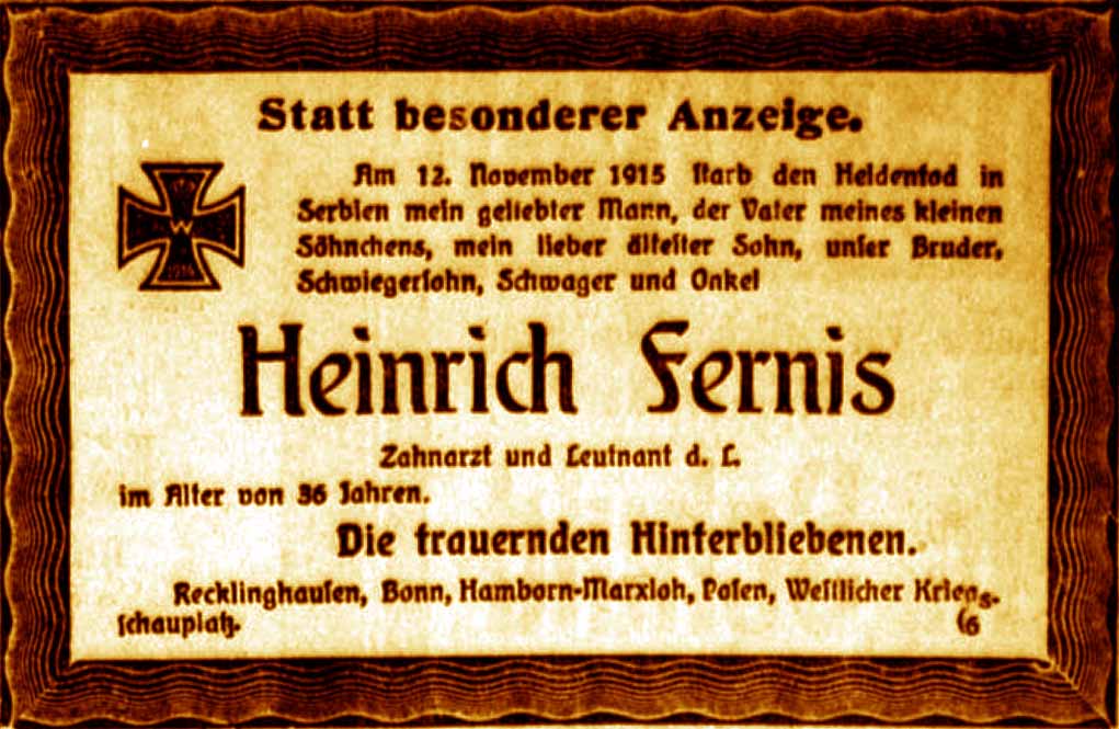 Anzeige im General-Anzeiger vom 27. November 1915