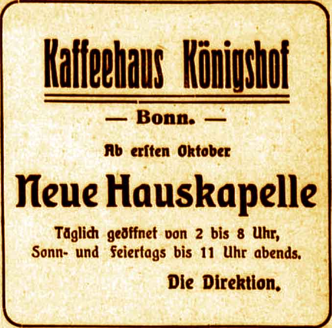 Anzeige im General-Anzeiger vom 1. Oktober 1915