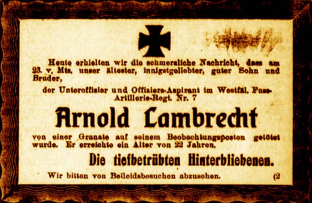 Anzeige im General-Anzeiger vom 5. Oktober 1915