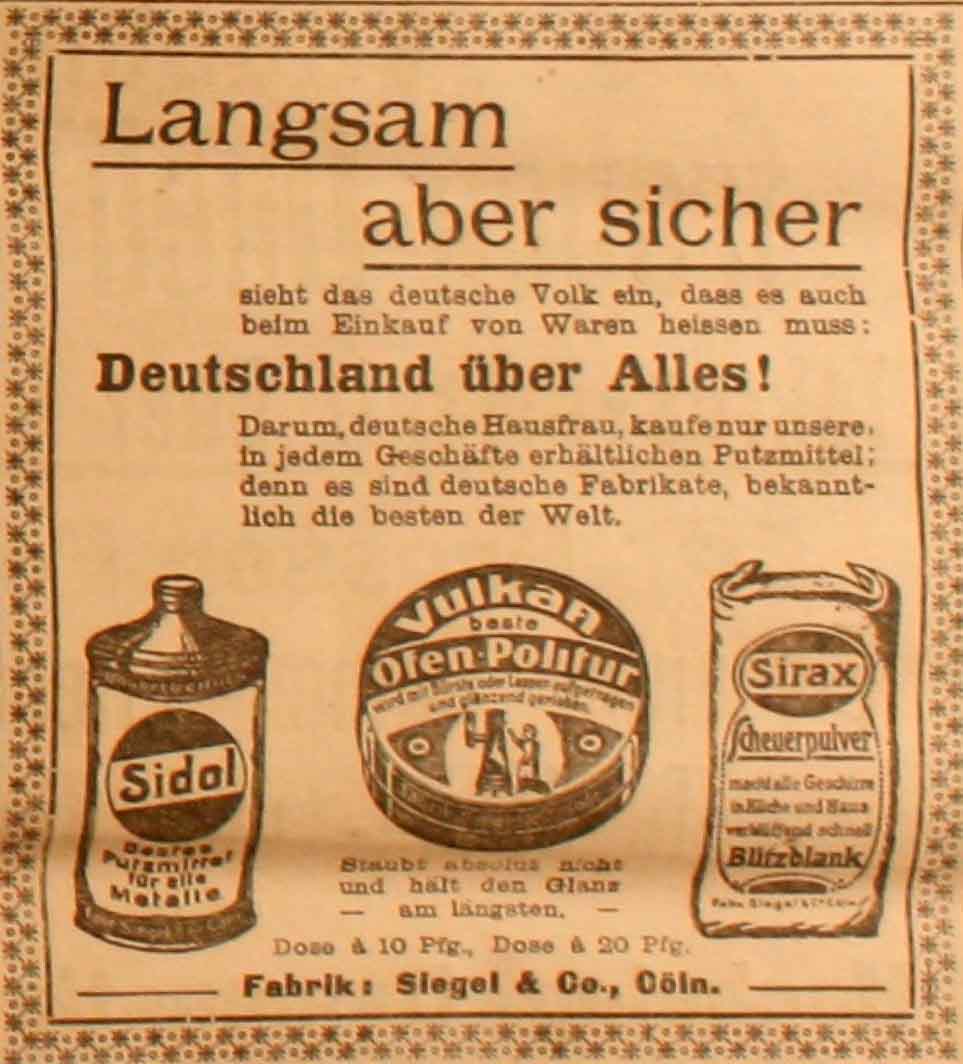 Anzeige in der Deutschen Reichs-Zeitung vom 6. Oktober 1915