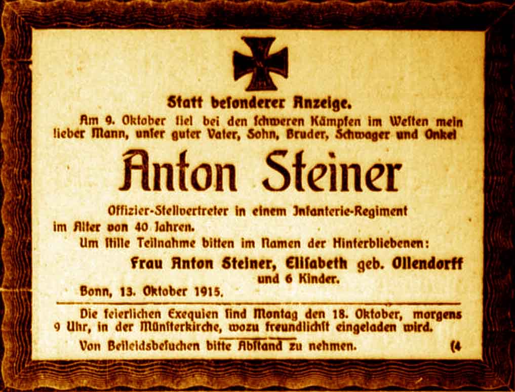 Anzeige im General-Anzeiger vom 14. Oktober 1915