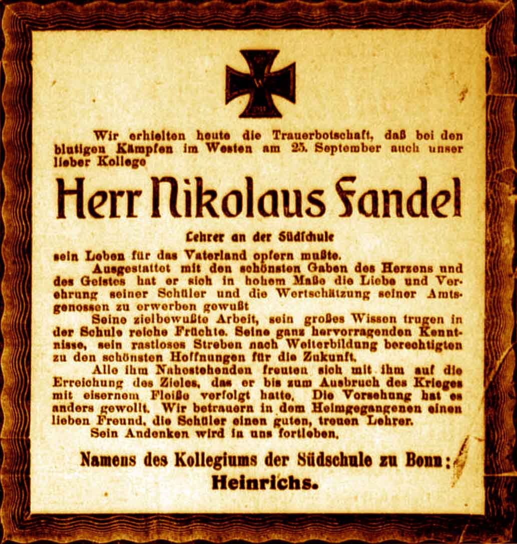 Anzeige im General-Anzeiger vom 17. Oktober 1915