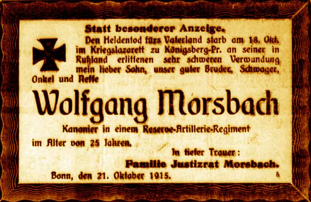 Anzeige im General-Anzeiger vom 22. Oktober 1915