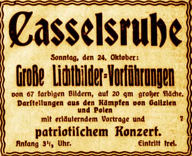 Anzeige im General-Anzeiger vom 24. Oktober 1915